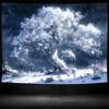 2D Mystical White Ice Tree Tapestry Glowing Winter Night Fantasy Wall Decor Cloth for Home & Bedroom