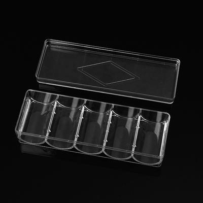 Robustes, durchsichtiges Acryl-Pokerchip-Tablett mit 100 Chips, Box-Halter, Sammlerstück, Kunsthandwerk