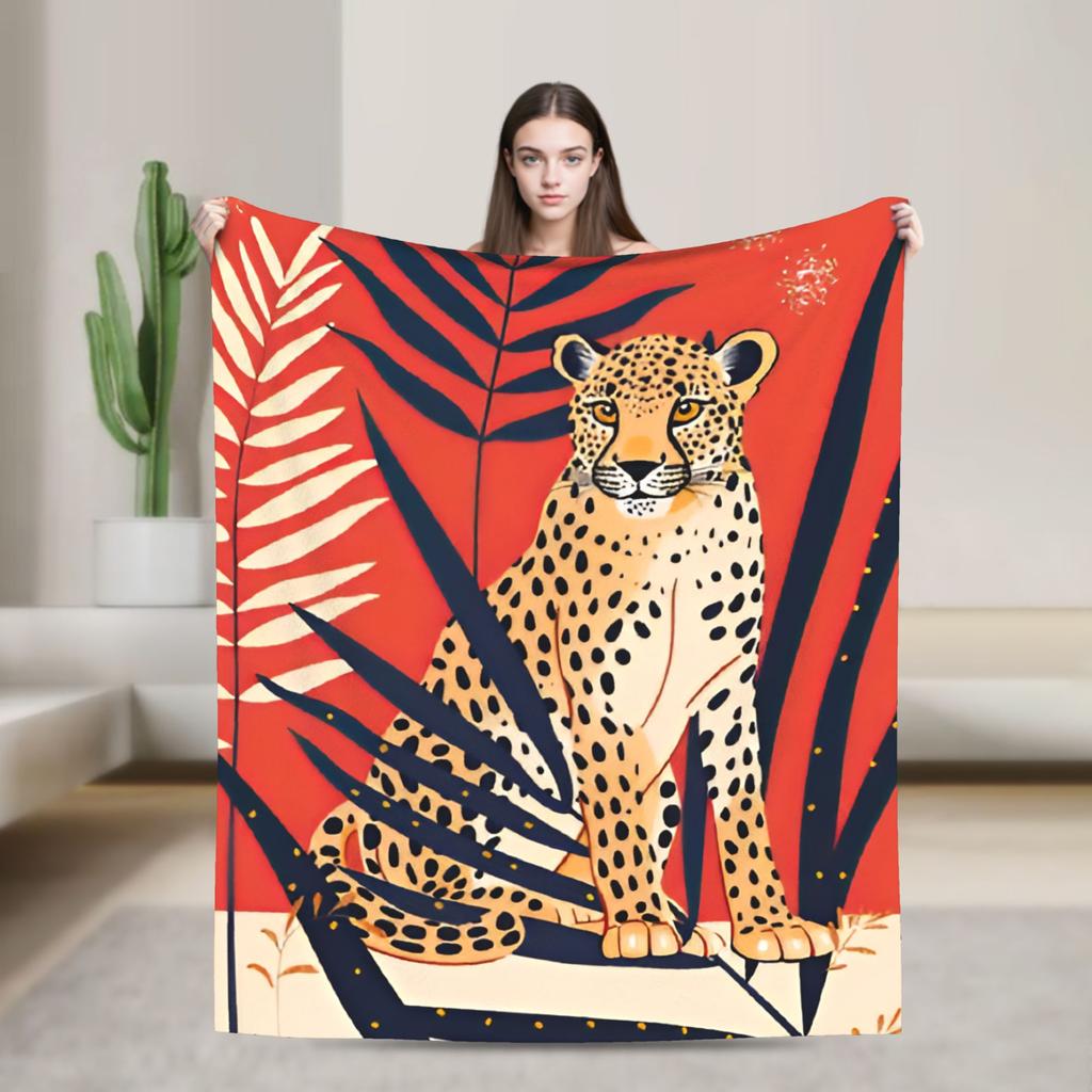 Scandinavian Style Leopard Lover Blankets Warm Soft Plush Throw Blanket For Couch Bed Travel Office Flannel Bedspread Bed Cover