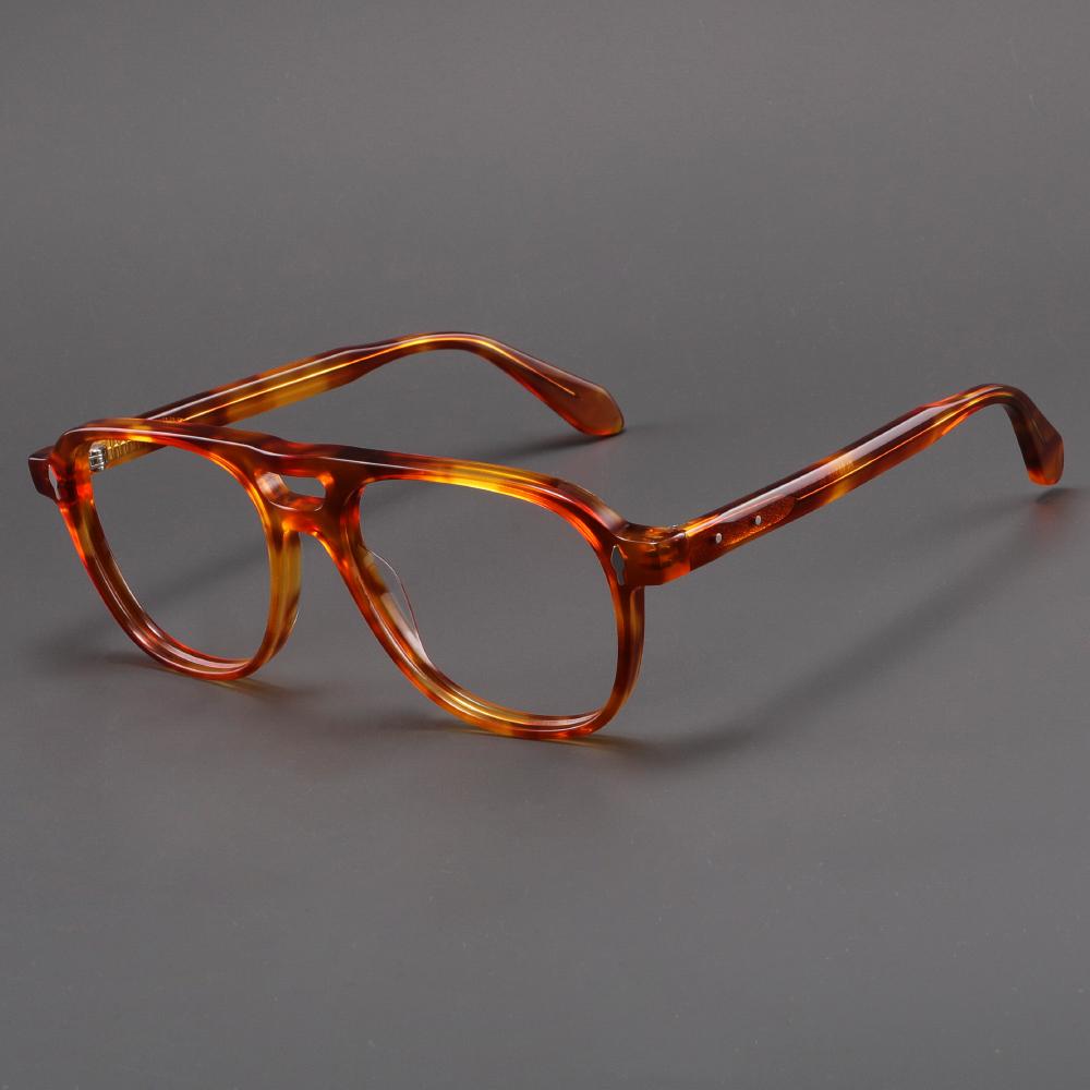 

Vintage Acetate Glasses Frame Men Pilot Double Beam Prescription Myopia Eyeglasses Frame Women Luxury Brand Design Eyewear