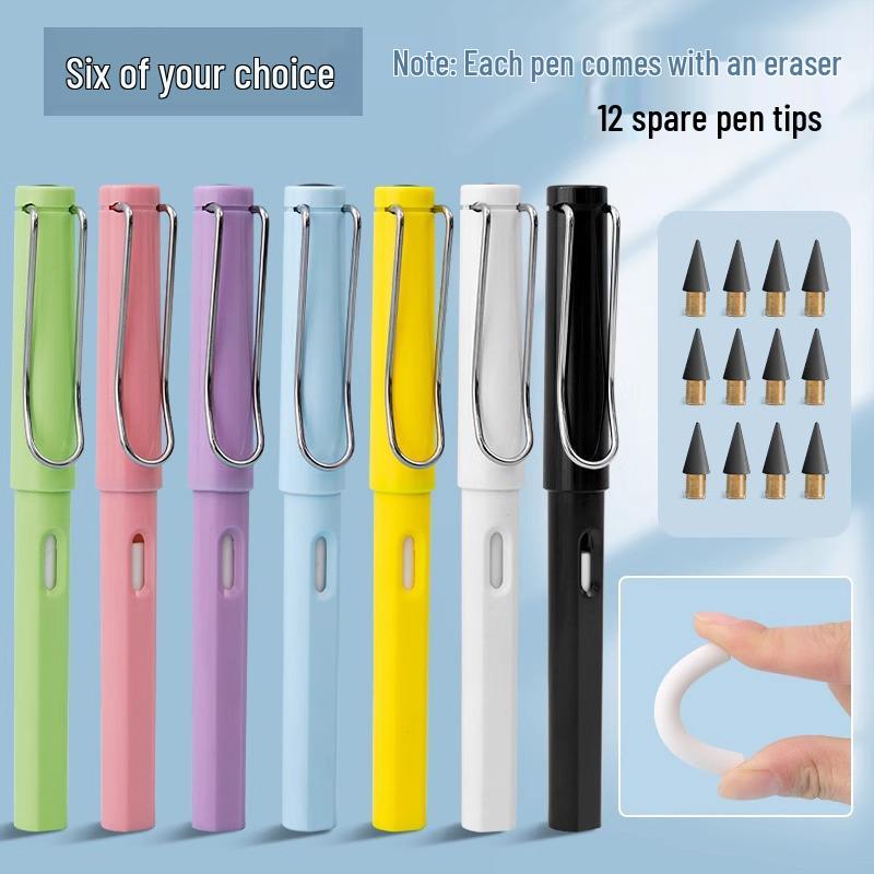 Black Tech Eternal Pencil: No Sharpening Needed, Break-Resistant Mechanical Lead, Ideal for Students and Children.