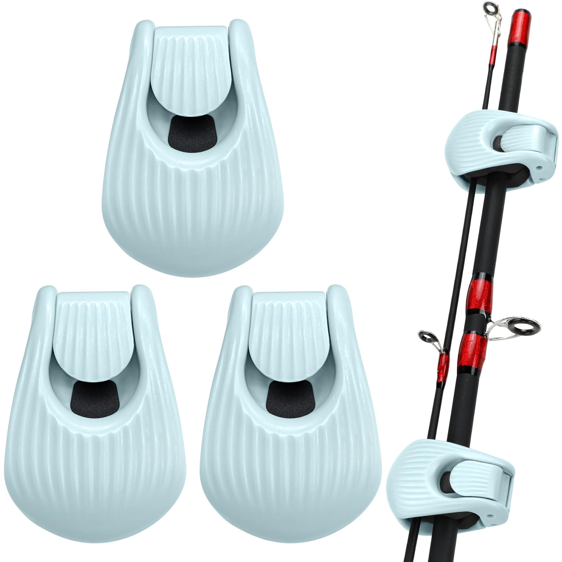 Rod Clip Rod Holder Clip Set of 3 Protective Pole 4.5x3cm-Blue