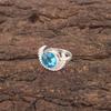 Round Swiss Blue Topaz Stone 925 Sterling Silver Eternity Best Friend Gift Ring RR-48-14