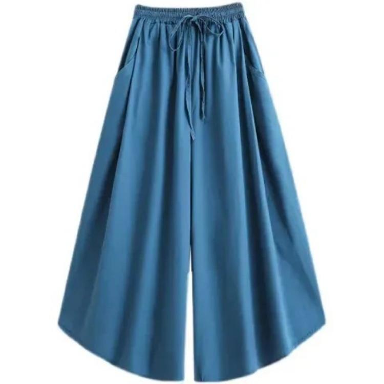 Nine Point Skirt Pants Wide Leg Pants Women's Summer Thin Fit Loose Fit Slimming Plus Size Pants Straight Leg Casual Yamamoto Skirt Pants