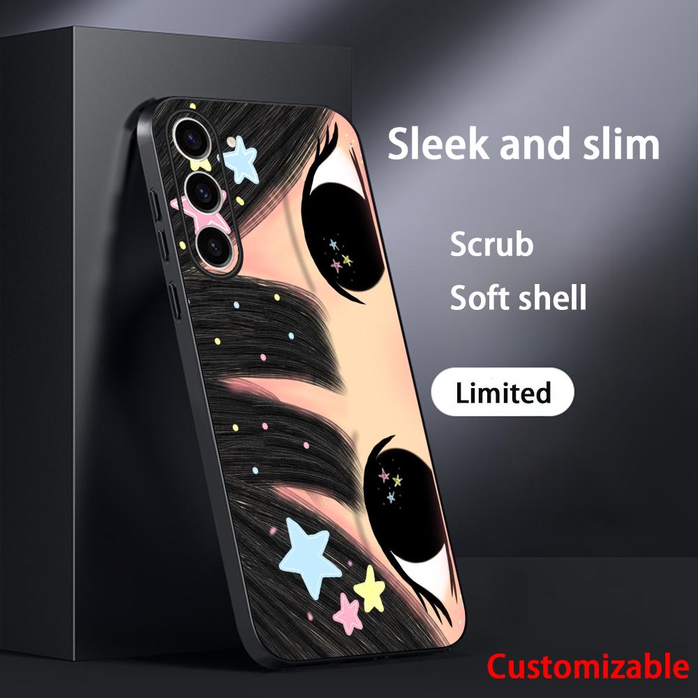 Big-eyed Cute Girl Cartoon Design Phone Case For Samsung Galaxy S26 S25 S24 S23 S22 S21 Plus Ultra Note20 Soft Black