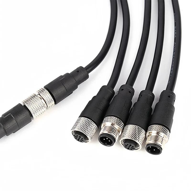 Conector senzor M12 de 2 metri mufă cablu impermeabil Masculin și Femeie 4 5 8 12Pin PVC Conectori M12 de turnare prin injecție integrate
