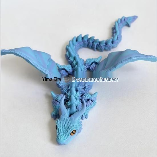 3D Printed Articulated Large Horned Flying Dragon Action Figure Ornament Toy Gift