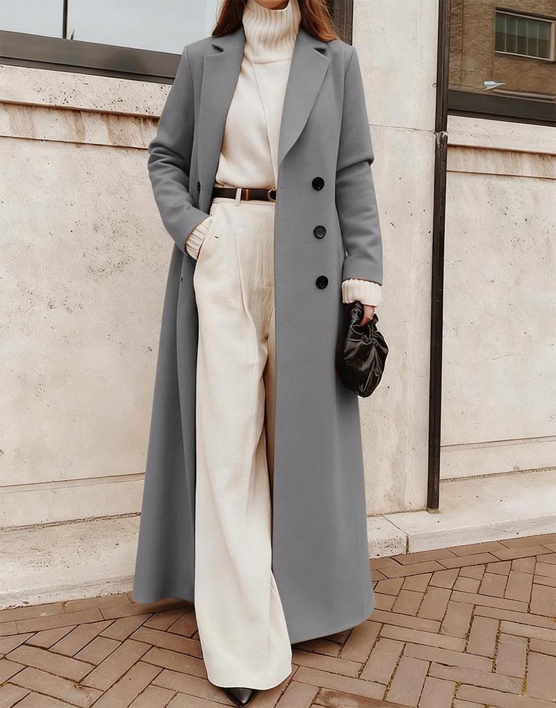 2025 Autumn Winter Women's Casual Long Woolen Coat - Cross-border European & American Style