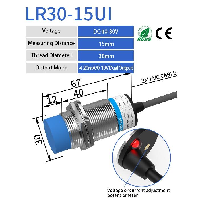 GTRIC Analog Linear Displacement Proximity Sensor M12 M18 M30 0-10V Voltage or 4-20mA Current Output Inductive SwitchReplacement Sensors2