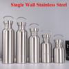 500/750/1000ml Stainless Steel Water Bottle Single Wall Large Capacity Big Mouth Vacuum Flasks with Lid Cycling Drinkware Sports