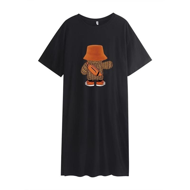 

Женское платье-футболка с короткими рукавами и круглым вырезом, большого размера, свободного кроя, длинное, в стиле кэжуал, длиной до колена, для сна 4XL чёрный