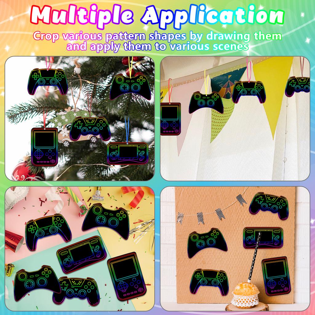 123 Pezzi Set di Gadget e Regali per Festa Videogiochi 60 Cartoncini Scratch Art 30 Bastoncini 30 Nastri Adesivi a Punti Per Decorazioni di Compleanno Goo