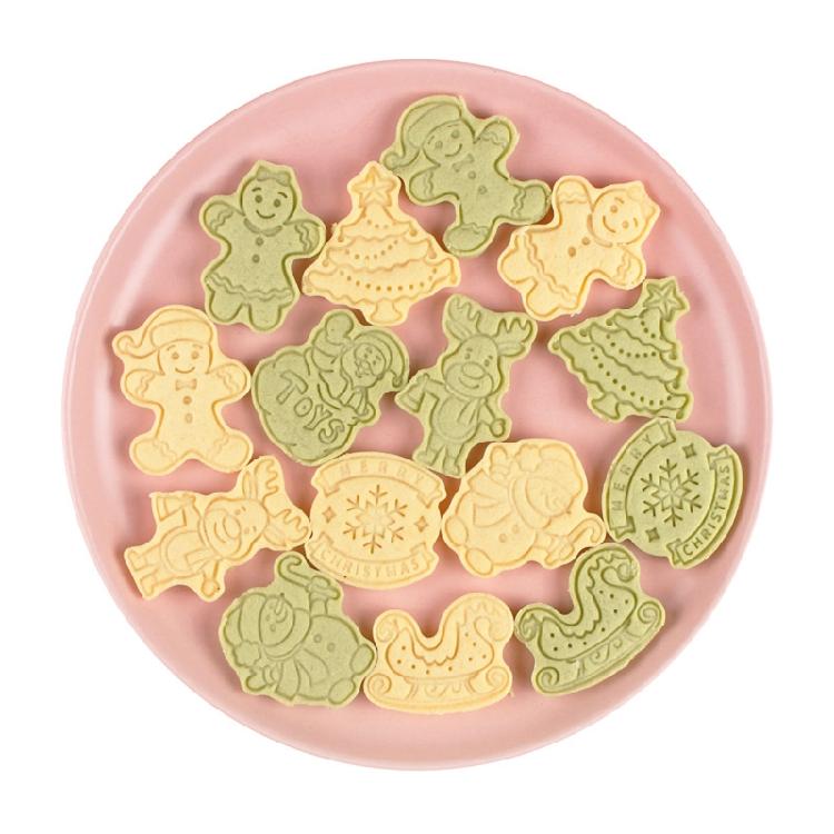 8-Piece Christmas Biscuit Molds Plastic Frosting Candy Fondants Push-type Moulds