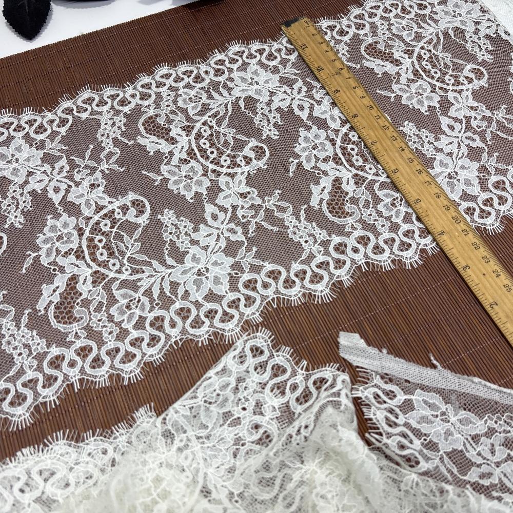 3m X 22cm Chantilly Lace, Inelastic French Eyelash Lace Fabric for Sewing, Bra, Underwear, Lingerie, Dress, Garment, Crafting
