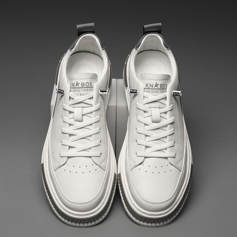 Newest Men'S Shoes Fashion Leather Sneakers Men Casual Lace Up Comfortable Outdoor White Shoes Platform Rubber Brand Loafers Male