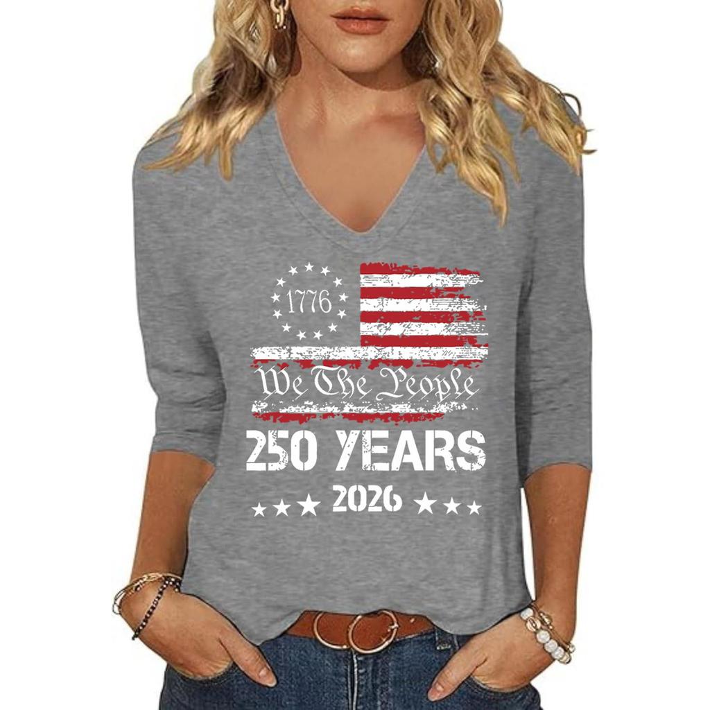 Women's Fashion Casual Independence Day Print Top