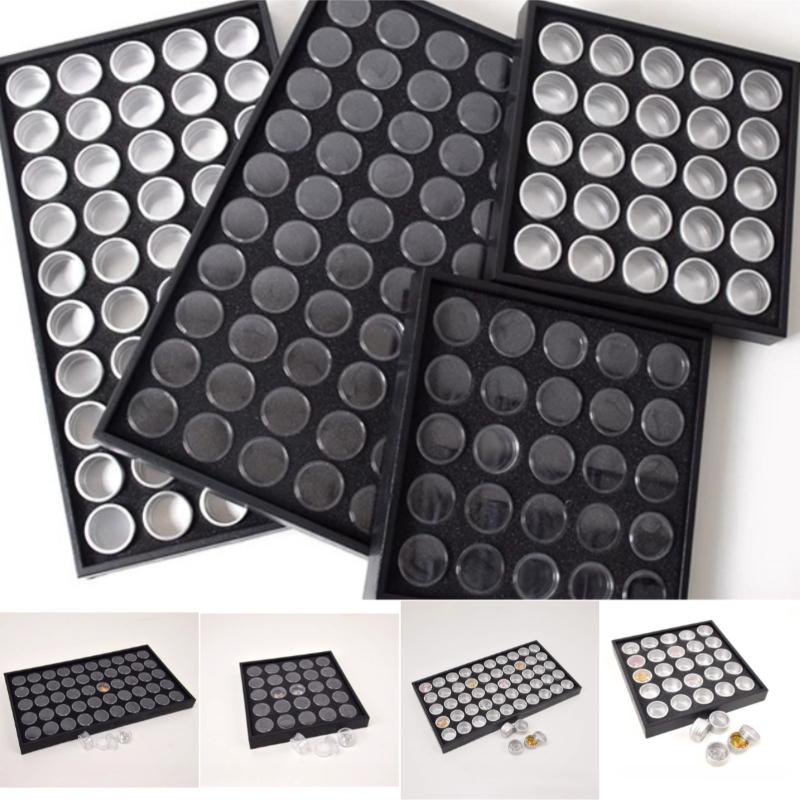 25/50Grids Display Case Diamond Gemstone Storage Box Small Round Plastic Containers Box Jewelry Organizer Container with Foam