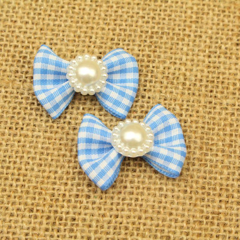 

Teddy Pet Supplies Handmade Fresh Plaid Dog Blue [hairpin pair]]