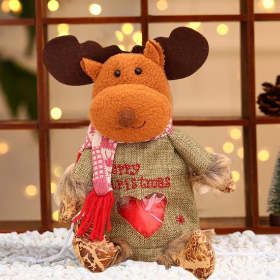 3Pcs Christmas Gift Bags Snowman Santa Elk Patterns Decorative Candy Bags
