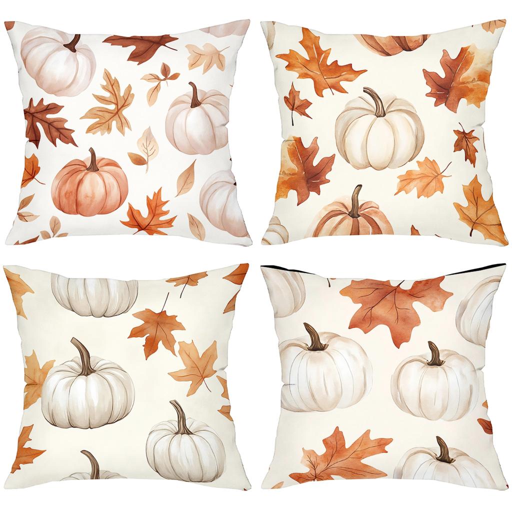 2D flat printing Autumn Pumpkins And Leaves Pattern Throw Pillows Polyester pillowcase, sofa decorative cushion cov