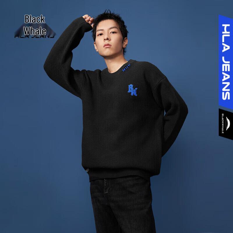 

HLA Blackwhale Men s Loose-fit Long-sleeve Crew Neck Knit Sweater L