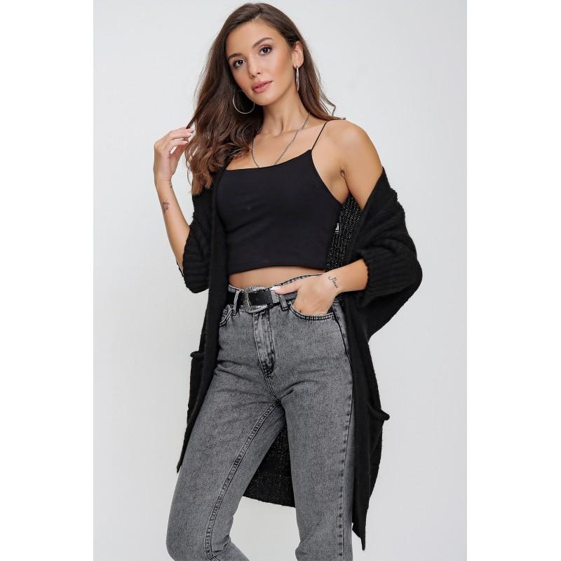 

Кардиган из мохера с карманами на рукавах