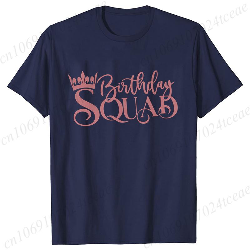 Birthday Squad Queen Tshirt for Women Besties Birthday Party Crew Graphic Yk Tops Short Sleeve Tees FeUnisex Aesthetic Clothing