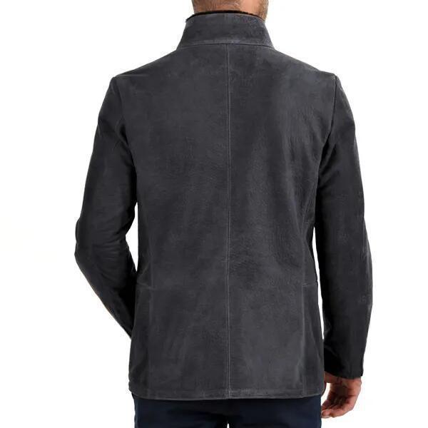 Men's Solid Color British Style Fitted Zipper Jacket with Flap Pockets