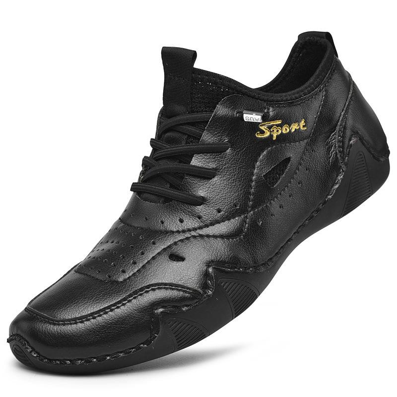 

Men s shoes 2025 new shoes men s trendy shoes spring and summer breathable men s sports and leisure shoes leather soft-soled beanie shoes 38 чёрный