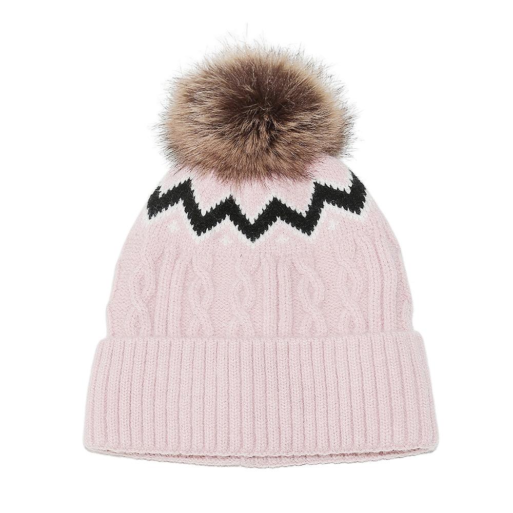 Temu Autumn and Winter New Wool Hat 8-figure Braid Wave Knitted Hat Velvet Ski Hat Women's Winter