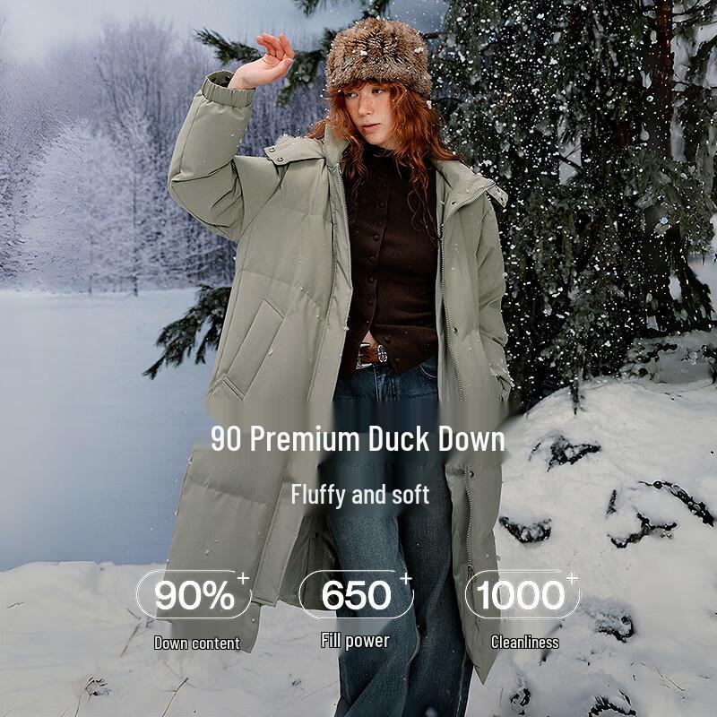 Chuyu Women's Three-Proof 90% Down Mid-Length Hooded Jacket with Fox Fur Collar