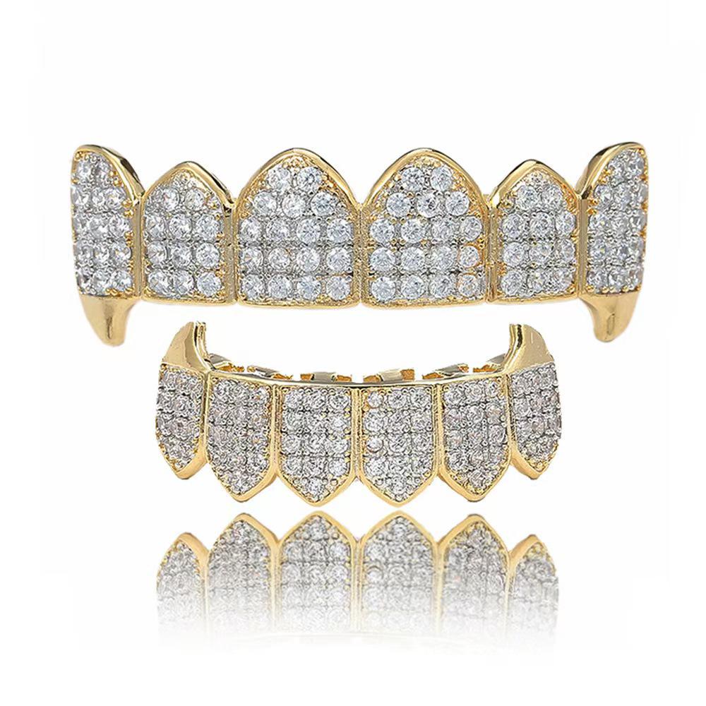 European Hot Selling Six-Tooth Zirconia Vampire Fangs Grill Set for Hip Hop Christmas Parties