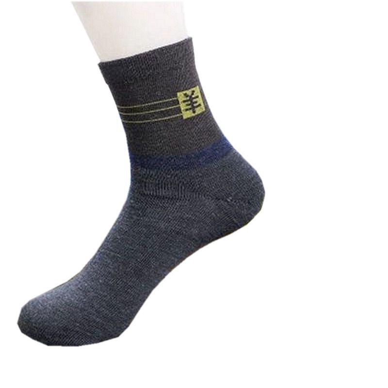 5Pairs Men'S Winter Thick Warm Stripe Wool Sock Casual Business Male Socks