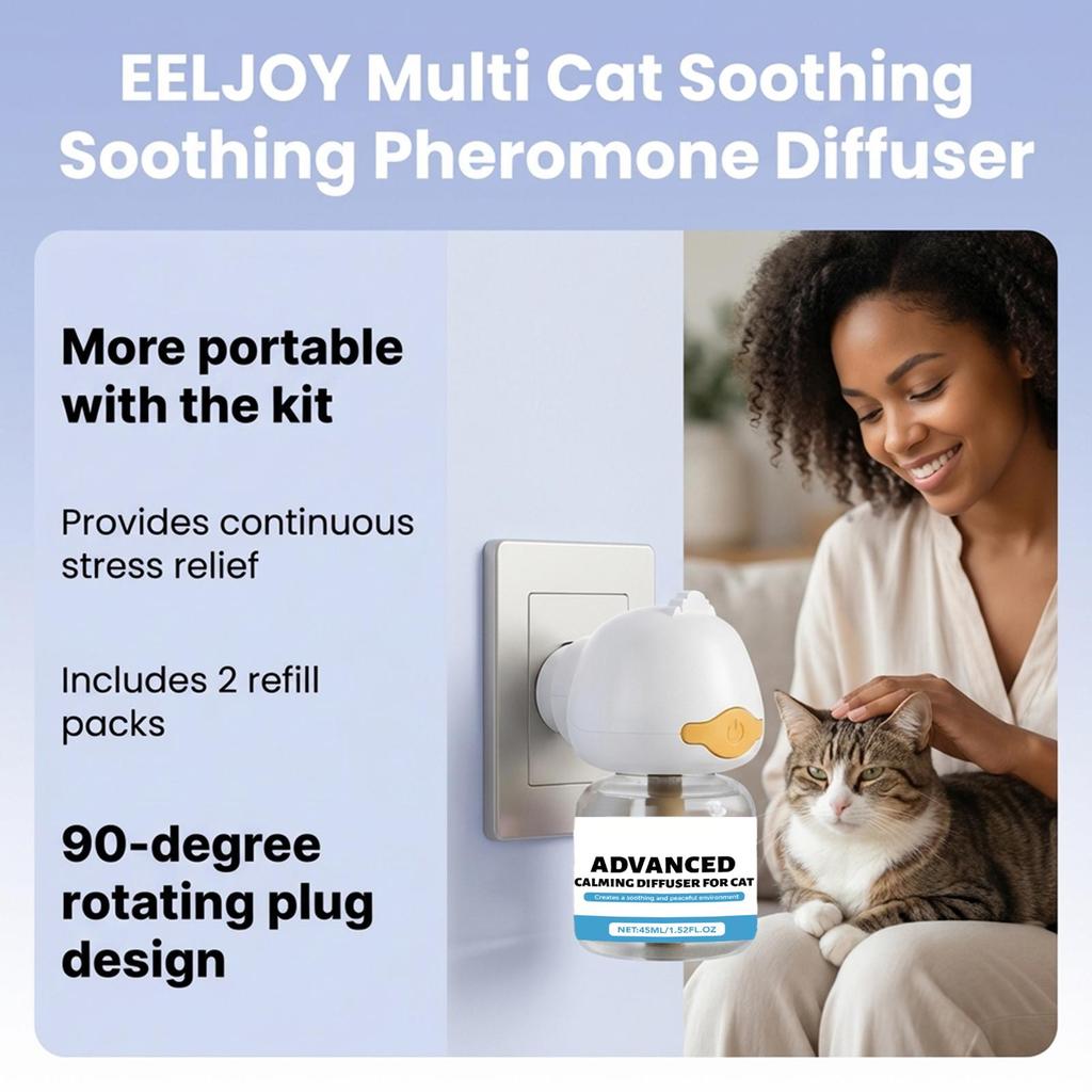 Cat Calming Diffuser Gentle Natural Soothing Kitten Supplies Pheromones for Cats for Pee Spraying Fighting Aggression Stress