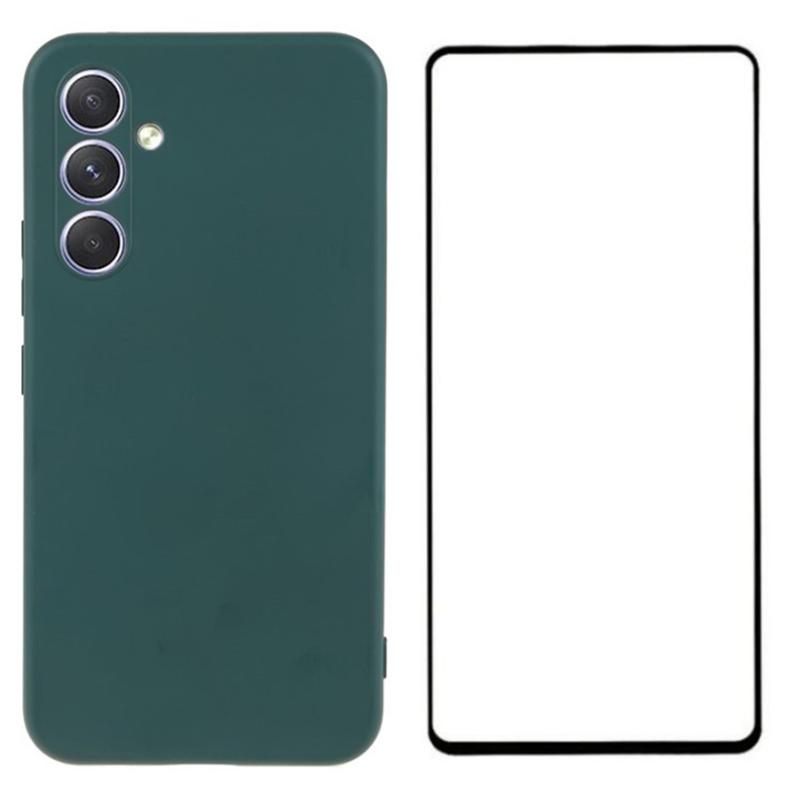 

For Samsung Galaxy S23 FE Case TPU Phone Cover with Screen Film (Precise Cutout) Army Green