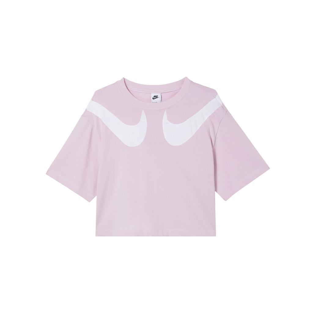 Nike Sportswear Swoosh Logo Print Short Sleeve T-Shirt Women Tops Emperor-Pink DD5591-695