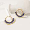 Fashion Retro Earrings For Women Elegant Geometric Round Hand-made Beaded Contrast Color Pearl Earrings