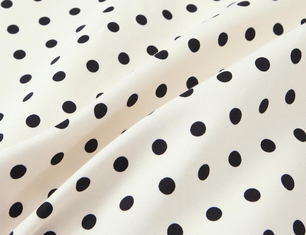 2026 Spring Women's Polka Dot Bow Dress - European & American Style, Short Sleeve