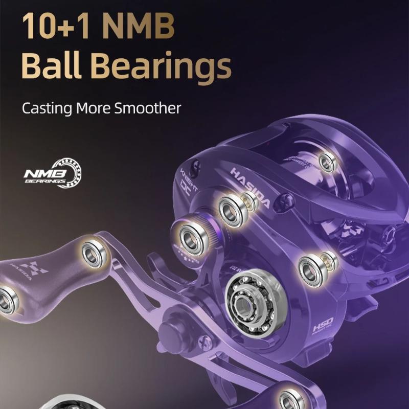 Carretilha de Baitcasting Portátil para Arremessos Longos Carretilha de Pesca Baitcasting Freio Magnético Elétrico Chip Inteligente IDC 147G Leve Estrutura de Carbono Carretel de Alumínio