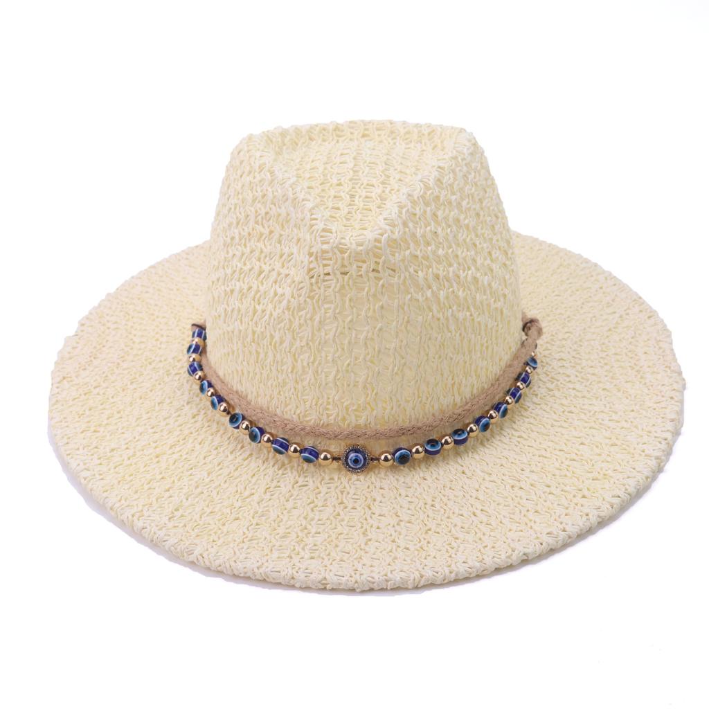 Hot Sale European and American Lafite Cowboy Straw Hat Vacation Shade Sunscreen Hat Retro High-end Seaside Beach Hat
