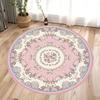 Elegant Round Area Rug Floral  Vintage Patterns in Pink Blue Ideal for Living Room Bedroom Decor Soft Durable Floor Mat