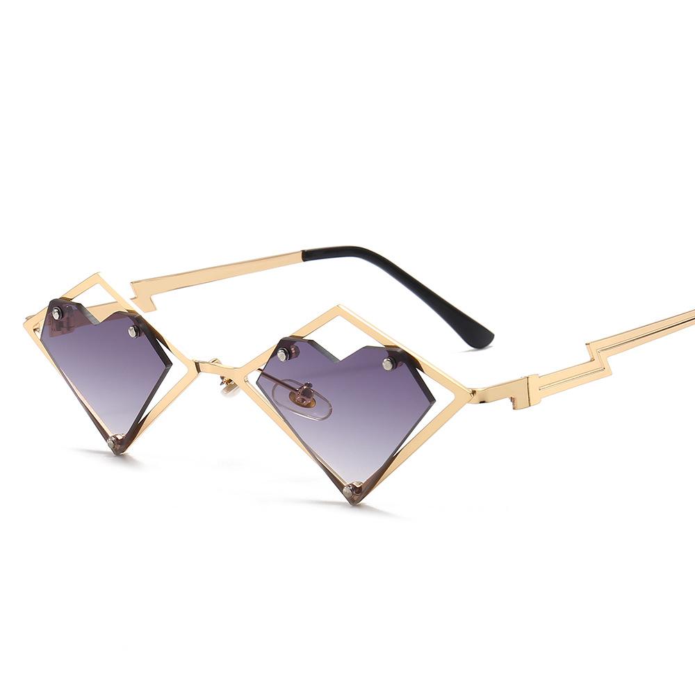 Metal Frames Heart Rimless Sunglasses Women Men Steampunk Luxury Brand Sun Glasses Female Gradient Hip Hop Eyewear UV400 Shades