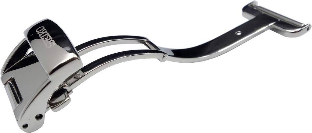 Seiko B23S51SA01W 18mm Silver with Logo D-Buckle, Push-Button,