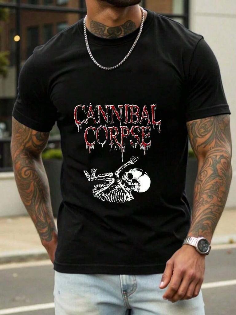 100% Cotton Unisex Black T-Shirt For Cannibal Corpse Fans Round Neck Short - Sleeve T - Shirts, Basic