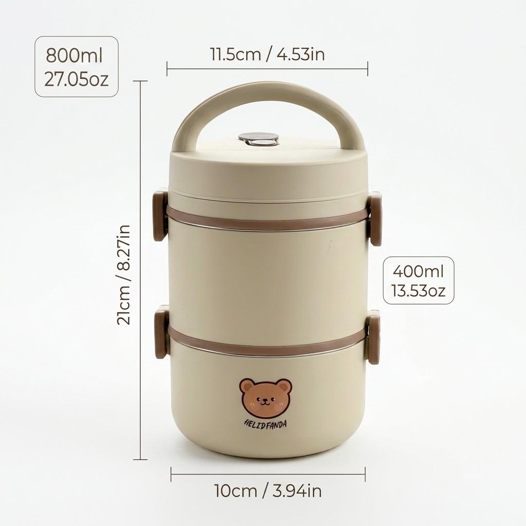Microwave Safe 304 Stainless Steel Bento Box Thermal Lunch Box Portable Leakproof Insulated Kids Food Container Stackable