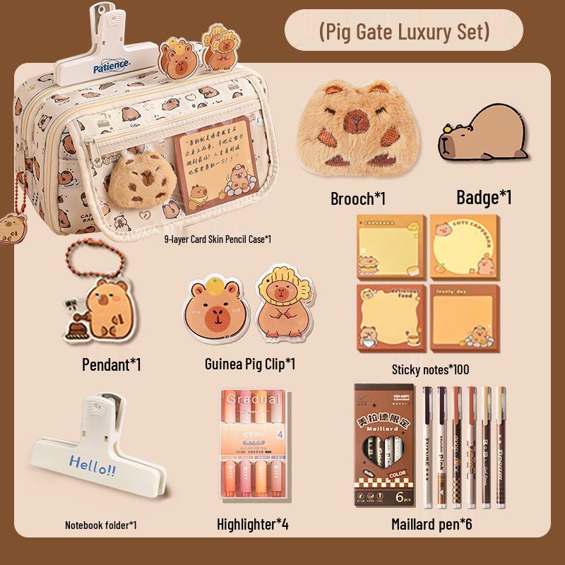 Capybara 2024 Large Capacity Pencil Case for Girls - Stylish Stationery Box for Primary & Junior High School