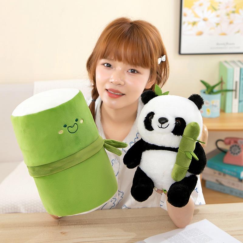 Bamboo Tube Panda Plush Toy