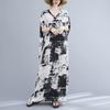 Sommer Damen Übergröße Kleid V-Ausschnitt Bohemian Blumendruck Locker Oversize Maxi Sommerkleid Groß 5104