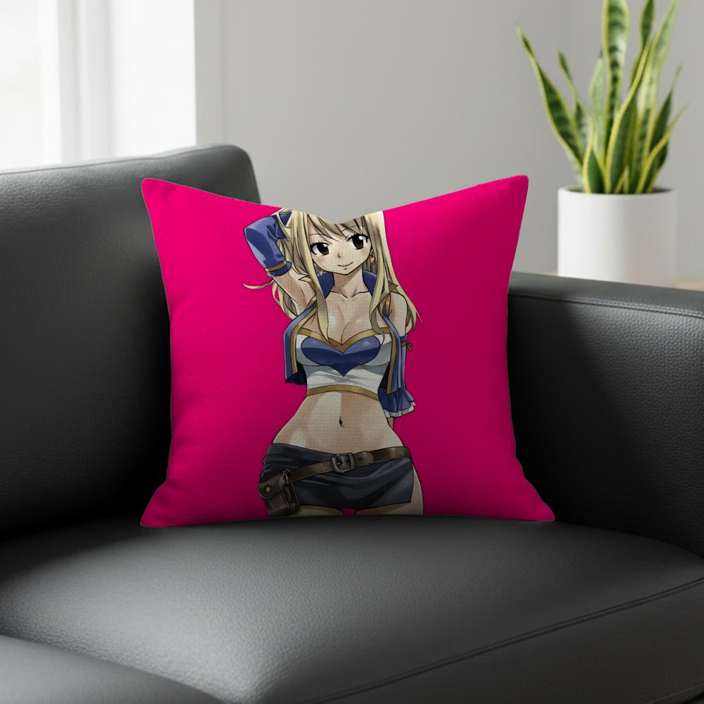 Anime Lucy Heartfilia Fairy Tail Cushion Cover Natural Linen Pillowcase Set AllinOne Decor for Sofa Bedroom Chair