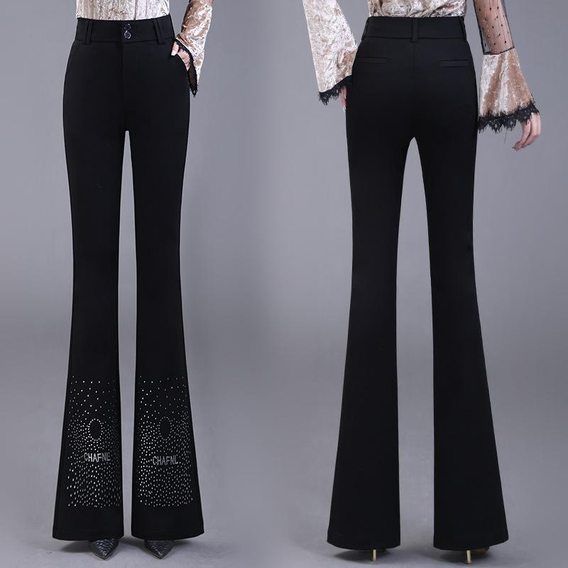 Women's High Waist Slim Fit Black Flared Pants - Spring/Summer 2023 Collection